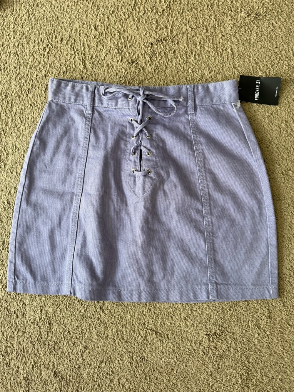 Forever 21 Pastel Lavender Lace-Up Denim Mini Skirt
